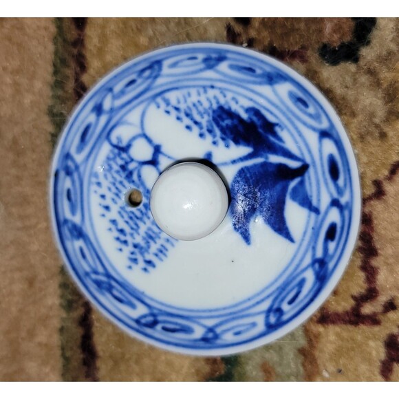 Japanese Meiji Teapot VTG Hand Painted, Sometsuke Blue & White, w Strainer - Picture 7 of 15